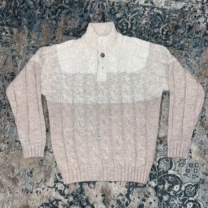 EUC Men’s Cable Knit Button Mock Neck Sweater, Medium